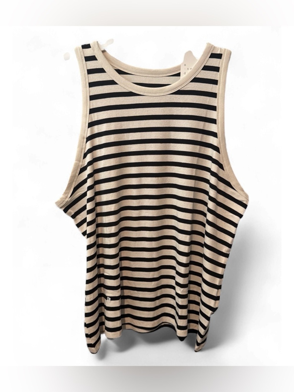 Size 4X A new day Striped Sleeveless Tank Top - Cream & Black